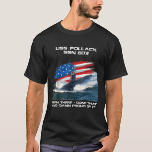 USS Pollack SSN 603 American Flag U-Boot Vetera T-Shirt