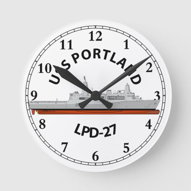 USS PORTLAND, LPD-27, SAN ANTONIO RUNDE WANDUHR (Vorderseite)