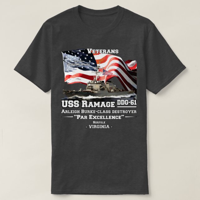 USS Ramage DDG61 Destroyer T-Shirt (Design vorne)