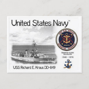 USS RICHARD E. KRAUS DD-849 Postcard Postcar Postkarte