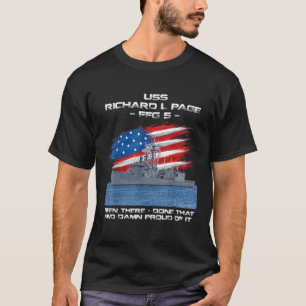 USS Richard L Page FFG 5 Class Frigate American Fl T-Shirt