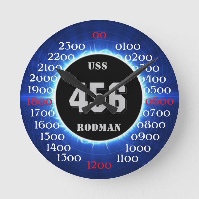 USS Rodman (DD-456) Runde Wanduhr (Vorderseite)