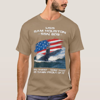 USS Sam Houston SSN609 American Flag U-Boot Vet T-Shirt