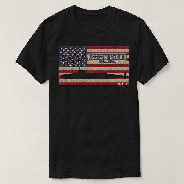 USS Sam Rayburn SSBN-635 Nuclear Submarine America T-Shirt (Design vorne)