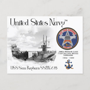 USS SAM RAYBURN SSBN-635 SUBMARINE - POSTCARD POSTKARTE