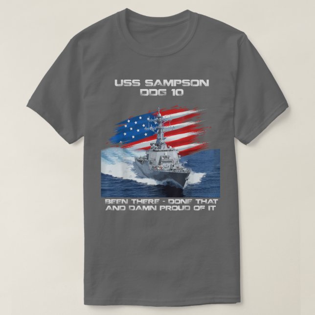 USS Sampson DDG-10 Destroyer Ship USA Flag Veteran T-Shirt (Design vorne)