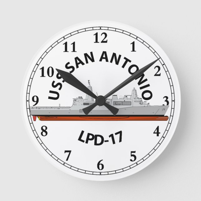 USS SAN ANTONIO , LPD-17, SAN ANTONIO CLASS RUNDE WANDUHR (Vorderseite)