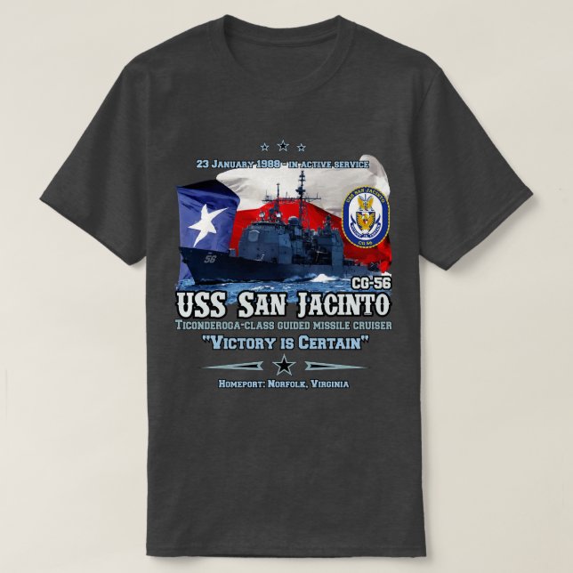 USS San Jacinto CG56 Texas stolz T-Shirt (Design vorne)