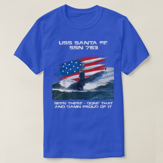 USS Santa Fe SSN763 American Flag U-Boot Vetera T-Shirt (Design vorne)