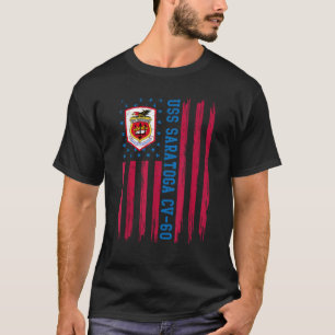 USS Saratoga CV 60 American Flag Aircraft Carrier T-Shirt