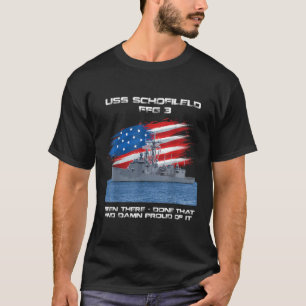 USS Schofield FFG 3 Class Frigation American Flag  T-Shirt
