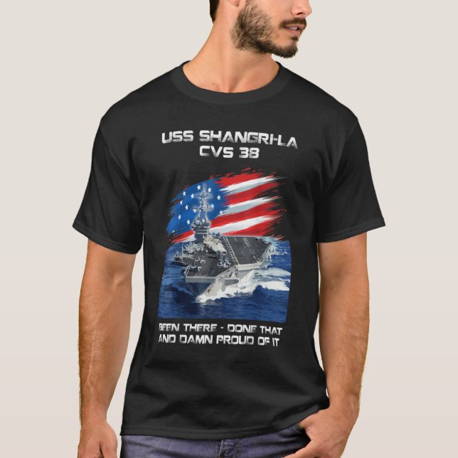 USS Shangri La CVS38 Aircraft Carrier Veteran USA T-Shirt (Vorderseite)