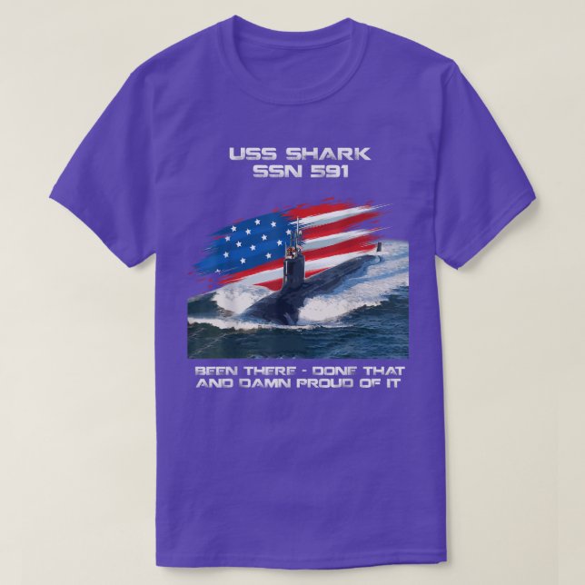 USS Shark SSN591 American Flag U-Boot Veteran X T-Shirt (Design vorne)