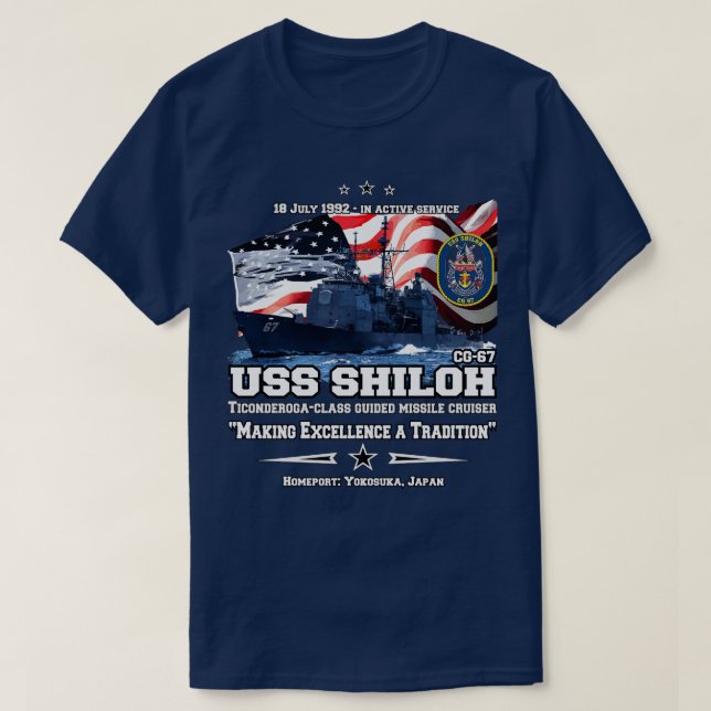 USS Shiloh CG67 CRUISER T-Shirt (Design vorne)