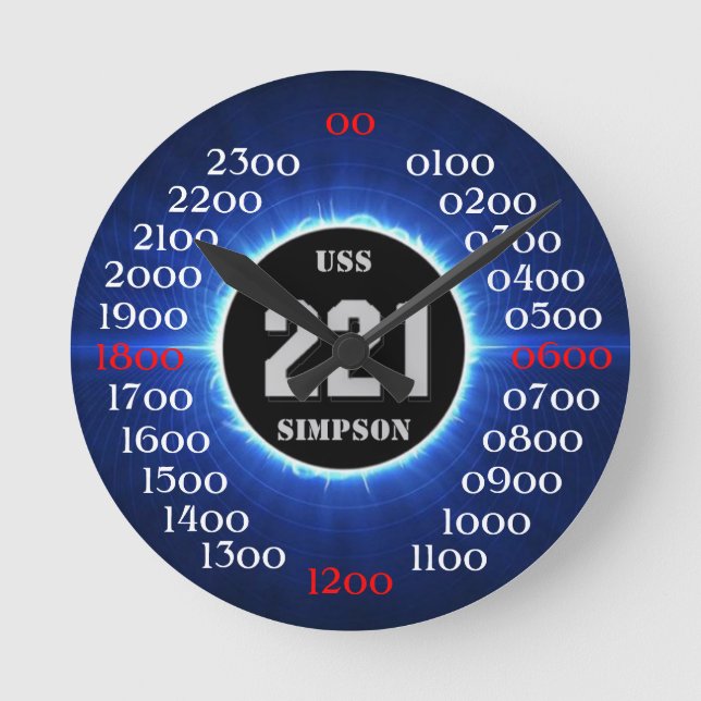USS Simpson (DD-221) Runde Wanduhr (Vorderseite)