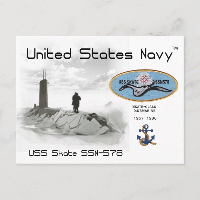 USS SKATE SSN-578 SUBMARINE - POSTCARD POSTKARTE (Vorderseite)