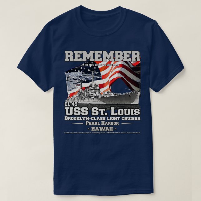 USS St Louis CL49 leichte Kreuzfahrtschiffe Vetera T-Shirt (Design vorne)