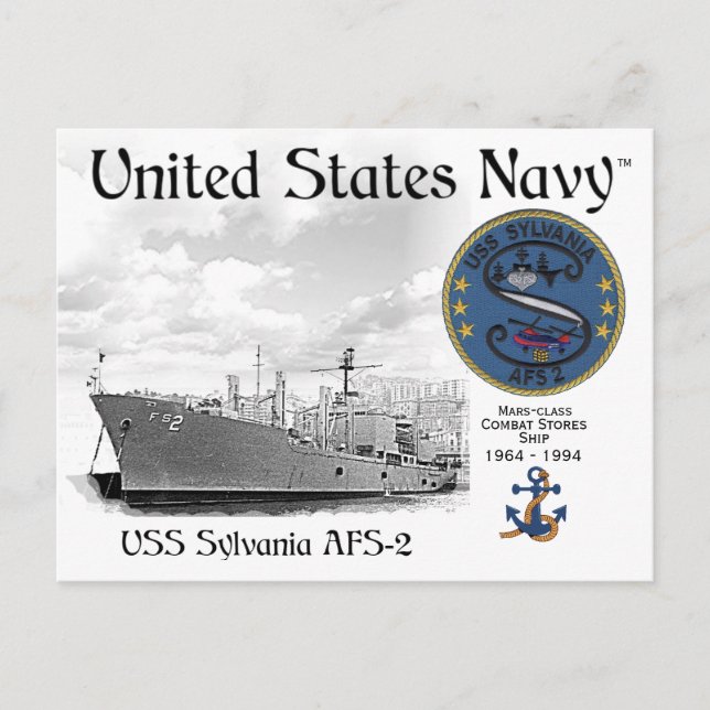 USS SYLVANIA ATS-2 - KAMPFSTOURSCHIFF POSTKARTE (Vorderseite)
