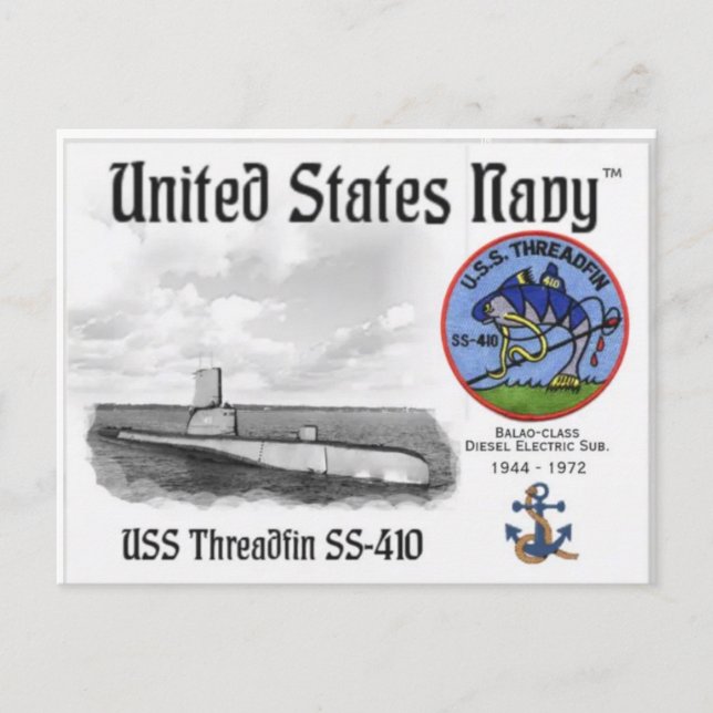 USS THREADFIN SS-410 SUB - Postkarte (Vorderseite)