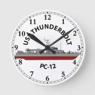 USS Thunderbolt PC-12 Patrouillen-Küstenschiff Runde Wanduhr