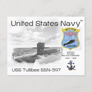 USS TULLIBEE SSN-597 SUBMARINE - POSTCARD POSTKARTE