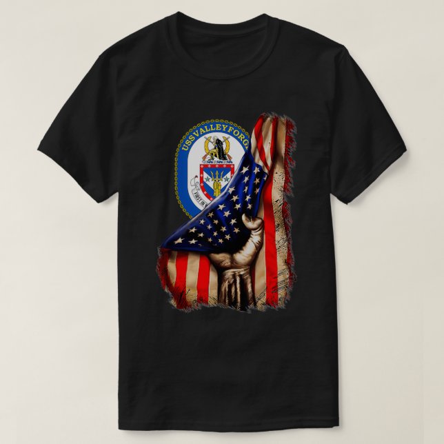 USS Valley Forge CG50 American Flag T-Shirt (Design vorne)