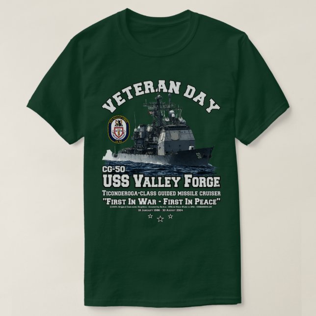 USS Valley Forge CG50 US Cruiser Veterans T-Shirt (Design vorne)