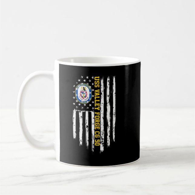 USS Valley Forge CG-50 American Flag Kaffeetasse (Links)