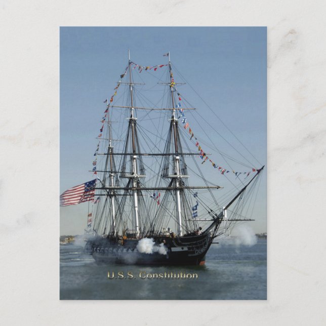 USS Verfassung Firing Cannons Postkarte (Vorderseite)