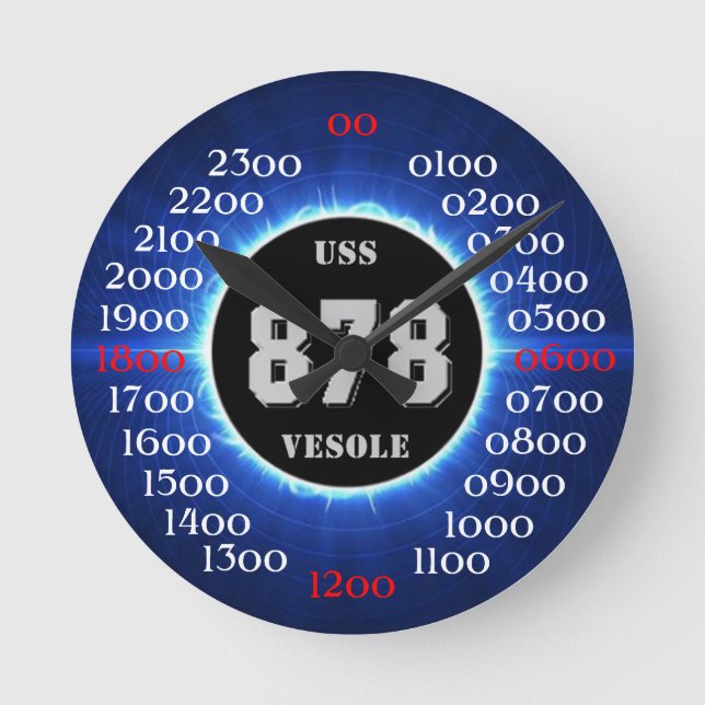 USS Vesole (DD-878) (DDR-878) Runde Wanduhr (Vorderseite)