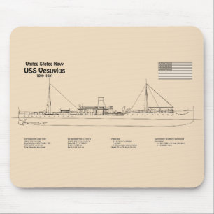 USS Vesuvius - Schiffs-Blueprint-Pläne SD Mousepad