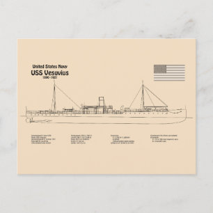 USS Vesuvius - Schiffs-Blueprint-Pläne SD Postkarte