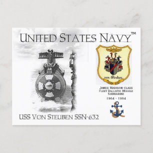 USS VON STEUBEN SSN-632 SUBMARINE     - POSTCARD POSTKARTE