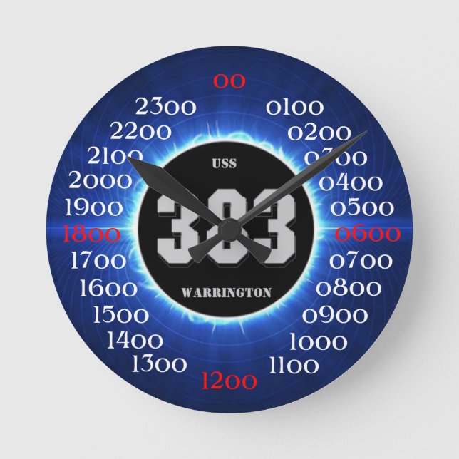USS Warrington (DD-383) Runde Wanduhr (Vorderseite)