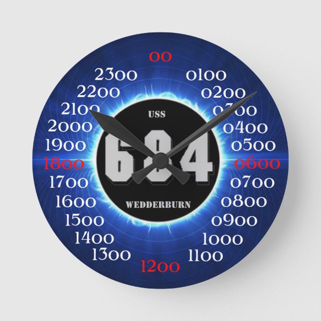 USS Wedderburn (DD-684) Runde Wanduhr (Vorderseite)