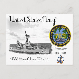 USS WILLIAM C. LAWE DD-763 DESTROYER POSTKARTE