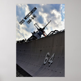 USS Wisconsin (BB-64) ~ US Militärisches Schlachts Poster