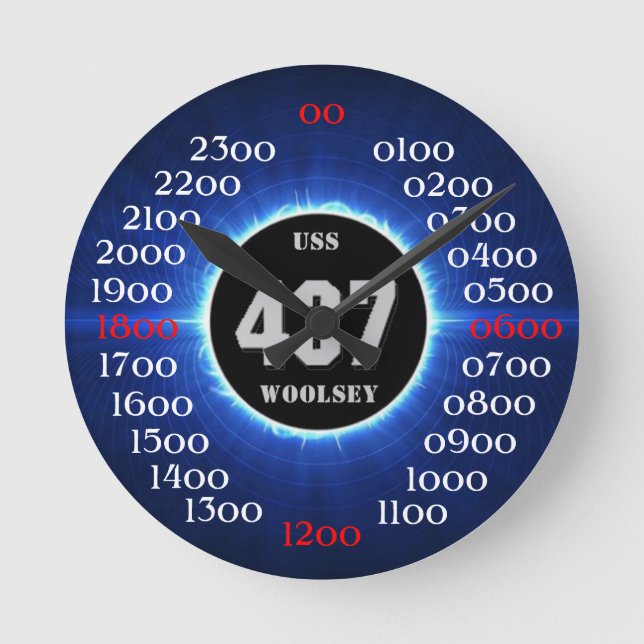 USS Woolsey (DD-437) Runde Wanduhr (Vorderseite)