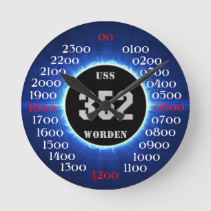 USS Worden (DD-352) Runde Wanduhr
