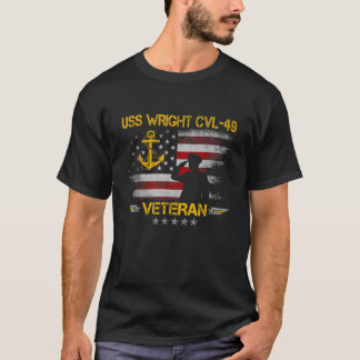 USS Wright CVL 49 Aircraft Carrier Veteran Flag V T-Shirt