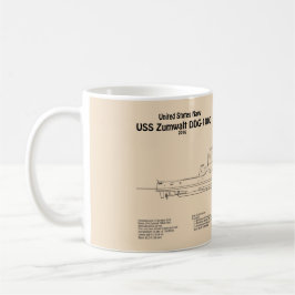 USS Zumwalt - Schiffs-Blueprint Pläne SD Kaffeetasse