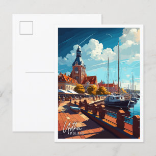 Ustka Polen Kunst Vintage-Reiseillustration Postkarte