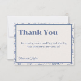 usty Blue Watercolor Floral Wedding Dankeskarte