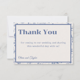 usty Blue Watercolor Floral Wedding Dankeskarte