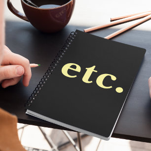 usw. Moderne schwarz-gelbe Typografie Notizbuch