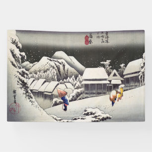 Utagawa Hiroshige - Abend Snow bei Kanbara Banner