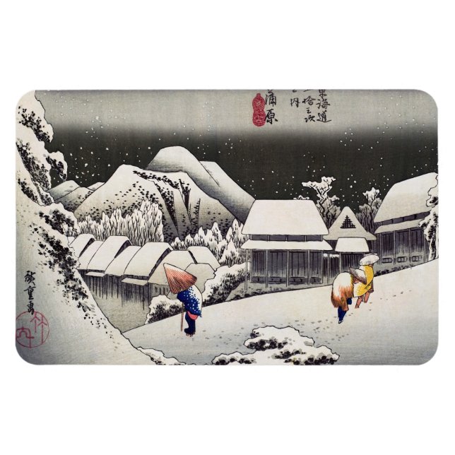 Utagawa Hiroshige - Abend Snow bei Kanbara Magnet (Horizontal)