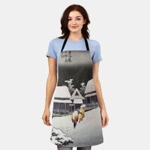 Utagawa Hiroshige - Abend Snow bei Kanbara Schürze