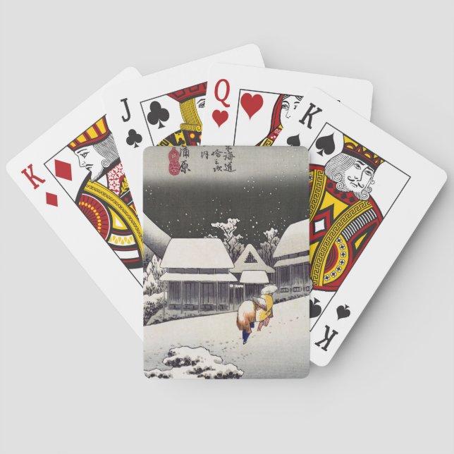 Utagawa Hiroshige - Abend Snow bei Kanbara Spielkarten (Rückseite)