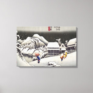 Utagawa Hiroshige - Abendlicher Schnee in Kanbara Leinwanddruck